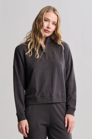 Brushed Fleece With CozyChic Ultra Lite Rib 1/2 Zip Pullover