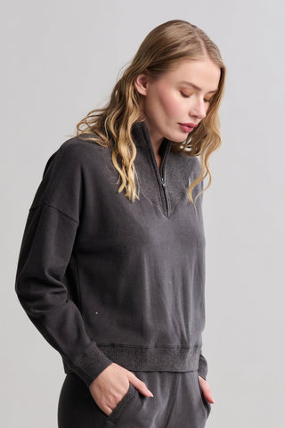 Brushed Fleece With CozyChic Ultra Lite Rib 1/2 Zip Pullover