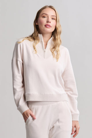 Brushed Fleece With CozyChic Ultra Lite Rib 1/2 Zip Pullover