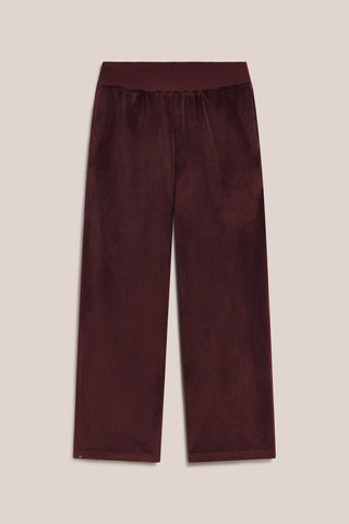 Stretch Velvet Wide Leg Pant Deep Garnet