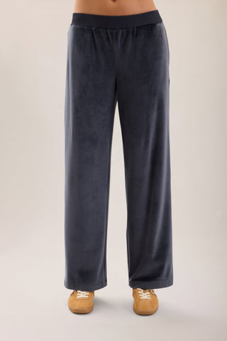 Stretch Velvet Wide Leg Pant Indigo