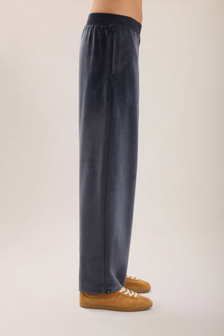 Stretch Velvet Wide Leg Pant Indigo