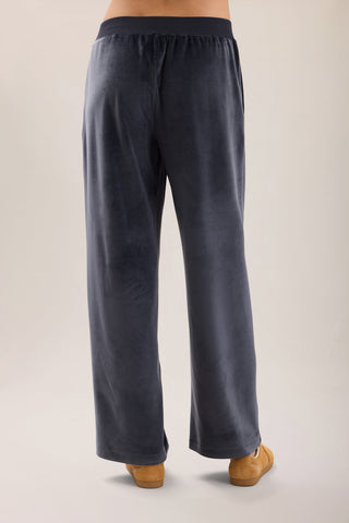 Stretch Velvet Wide Leg Pant Indigo