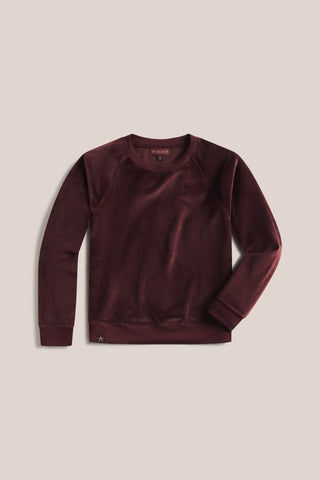 Stretch Velvet Raglan Pullover Deep Garnet