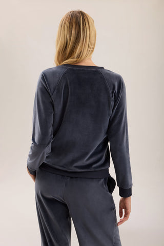 Stretch Velvet Raglan Pullover Indigo