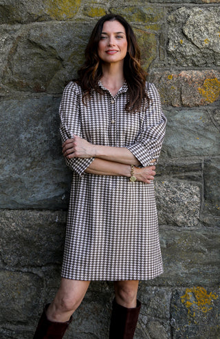 Kat Knit Plaid Dress Ivory/Cob/Dem