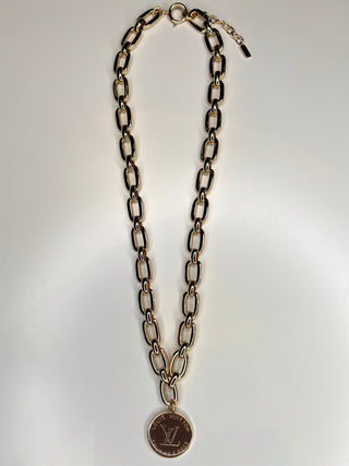 Louis Vuitton Brown Trunk & Bags Charm Gold Necklace