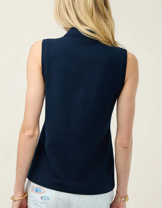 Wendy Ruffle Pique Tank Slate Blue