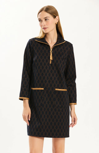 Helena Knit Abstract Dress Navy/Wine/Ice