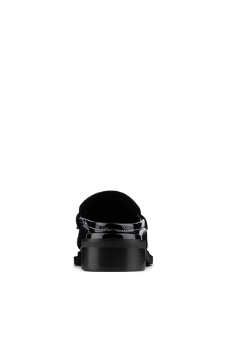 Bambie Slide Loafer Black Crinkle Patent