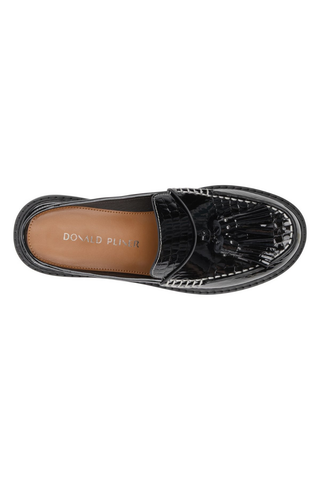 Bambie Slide Loafer Black Crinkle Patent