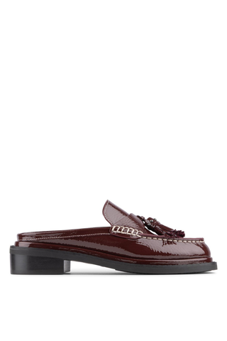Bambie Slide Loafer Bordeaux Crinkle Patent