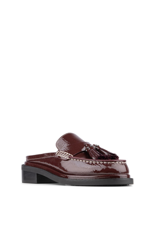 Bambie Slide Loafer Bordeaux Crinkle Patent