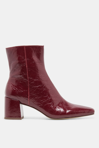 Bayra Oxblood Crinkle Patent Heel Boot