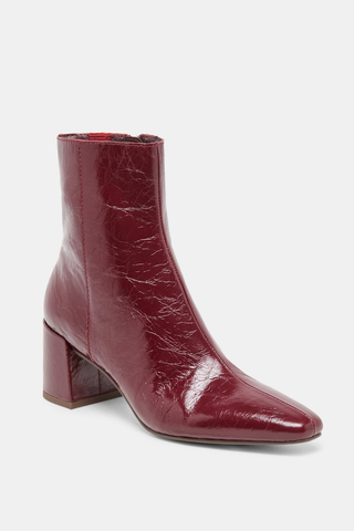 Bayra Oxblood Crinkle Patent Heel Boot