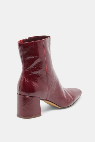 Bayra Oxblood Crinkle Patent Heel Boot