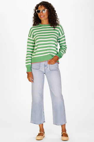 Blanket Pink Stitch Sweater Green & White Stripe