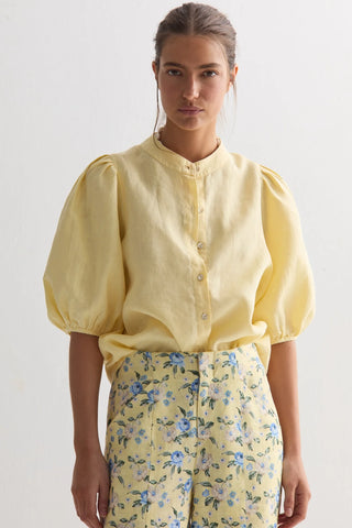 Bubble Linen Shirt Butter Yellow