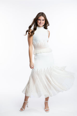 Isabelle Ruffle Midi Skirt Cream