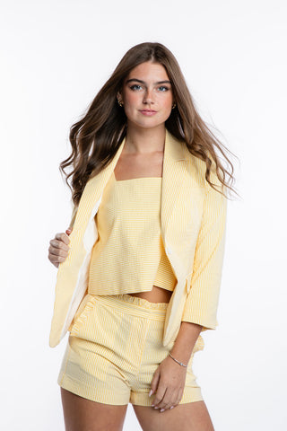 Olivia Seersucker Blazer White Sun
