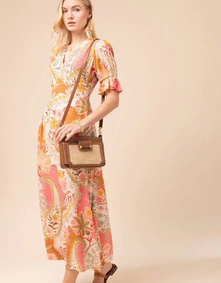 Straw Lane Phone Crossbody Natural/Brown