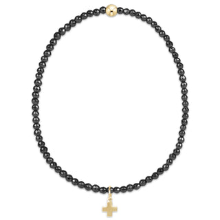 Faceted Hematite 2mm Bead Bracelet Inspire Small Gold Charm