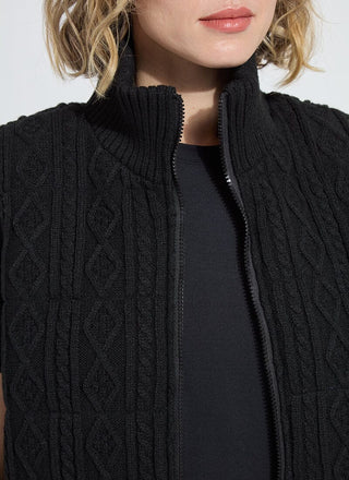Prudence Reversible Puffer Sweater Vest Black