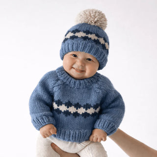 Geo Slate Blue Beanie