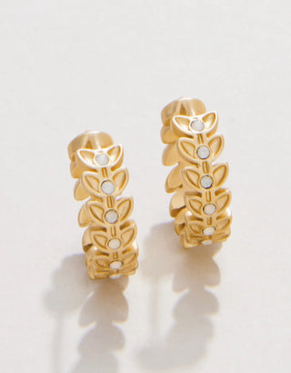 Parkwood Petite Hoop Earrings 14mm White Opal