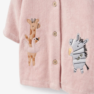 Pink Seaside Safari Appliqué Terry Beach Coverup