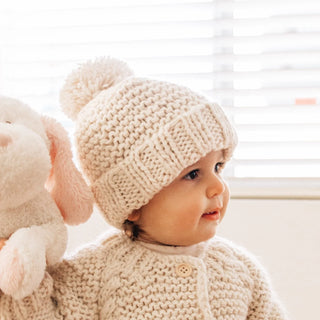 Natural Garter Stitch Beanie Hat