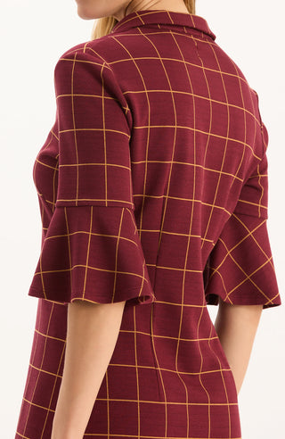 Johnny Knit Dress Cabernet Golden Windowpane