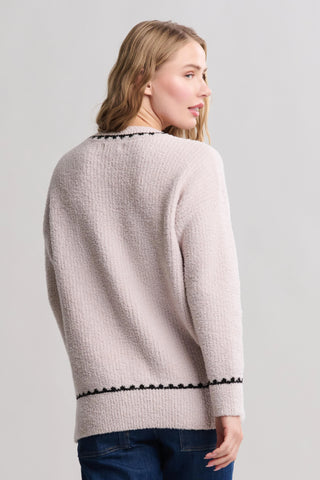 CozyChic Ribbed Sweater W/Blanket Stitch