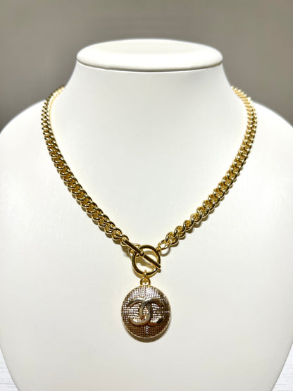 Chanel Gold Cuban Chain Toggle Necklace