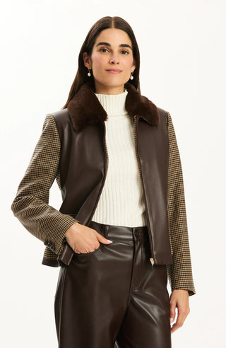 Lucy Mixed Media Jacket Dark Brown