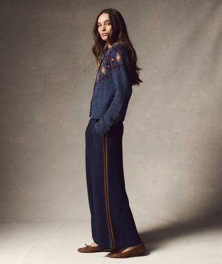 Allison Pleated Trouser Navy/Bronze