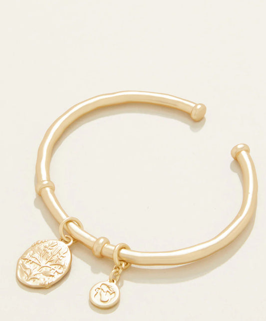 Damask Coin Charm Cuff Gold