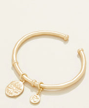 Load image into Gallery viewer, Damask Coin Charm Cuff Gold