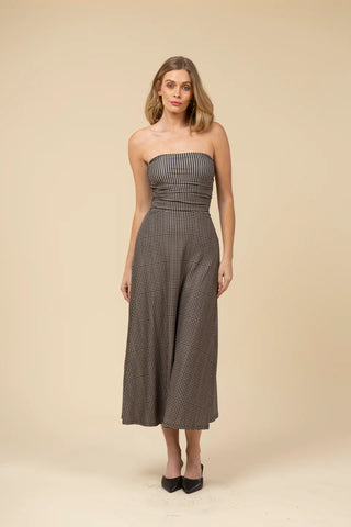 Gloria Dress Black and Beige Gingham