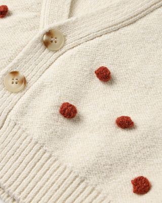 Boxy Crop Cardigan Ruby Bobble Natural