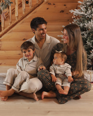 Pajama Romper Evergreen Stripe