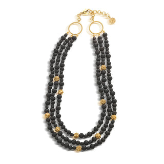 Berry Triple Strand Necklace 18”+2” Ebony