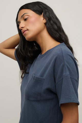 Brushed Fleece Short Sleeve Dropped Shoulder Pullover
