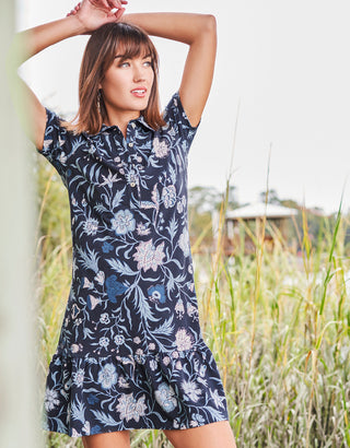 Devin Polo Dress Japonica Floral Navy