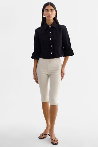 Carolina Denim Ruffle Sleeve Jacket Black