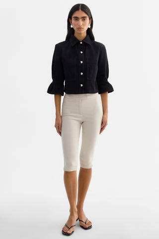 Carolina Denim Ruffle Sleeve Jacket Black
