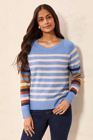 Long Sleeve Crew Neck Stripe Sweater Stellar