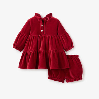 Christmas Red Plaid Dress W/Collar and Bloomers