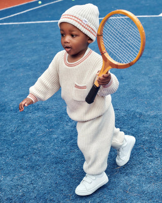 Boxy Sweater Chunky Tennis Ecru Terracotta