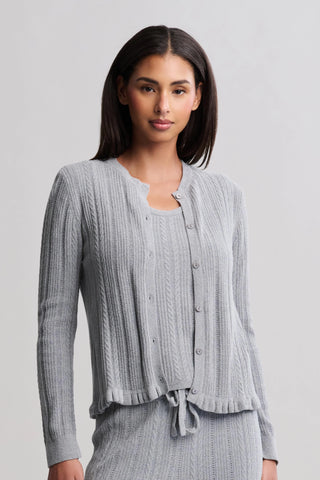CozyChic Ultra Lite Cable Knit Cardigan With Ruffle